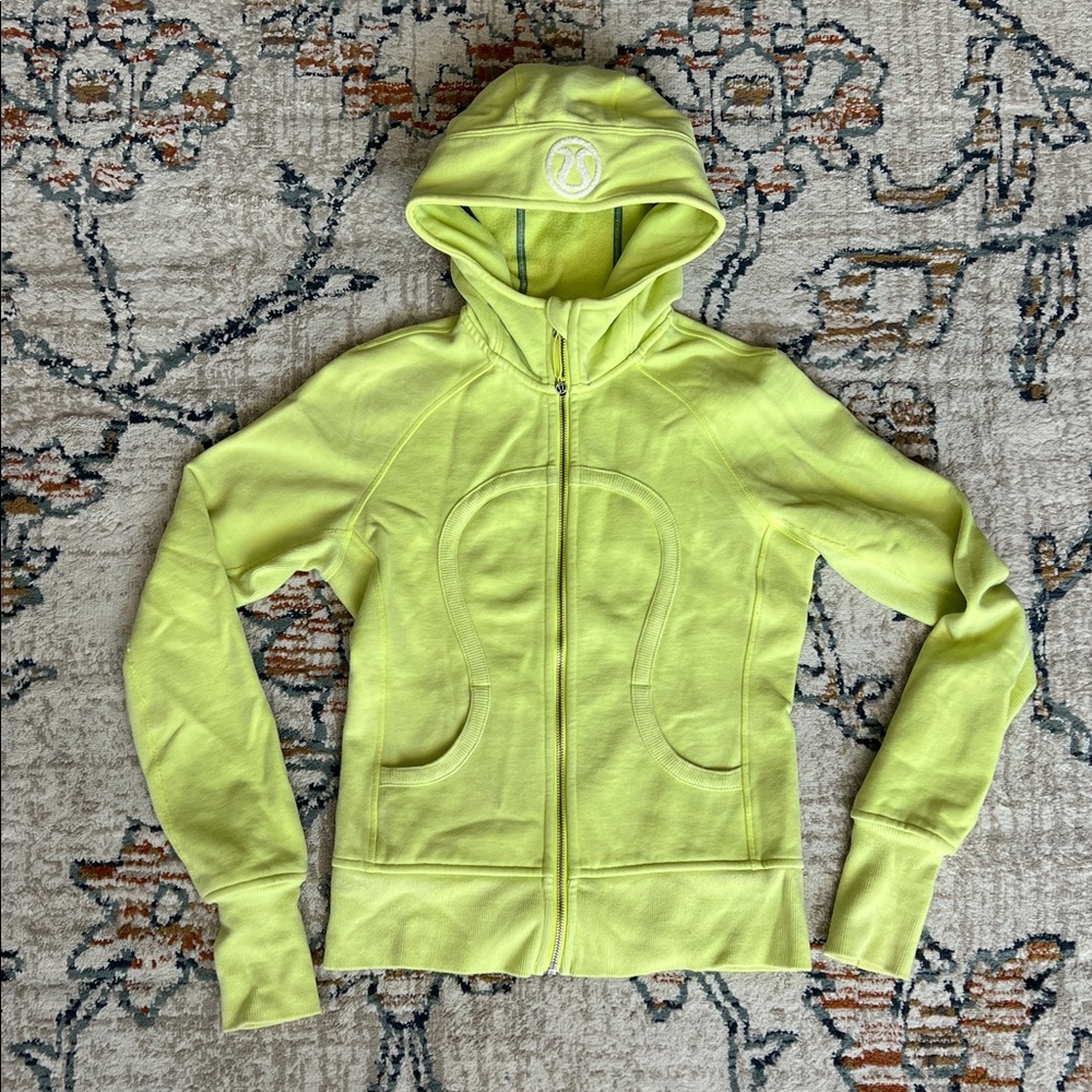 Lululemon Scuba Hoodie Full Zip in Neon Green Yellow
